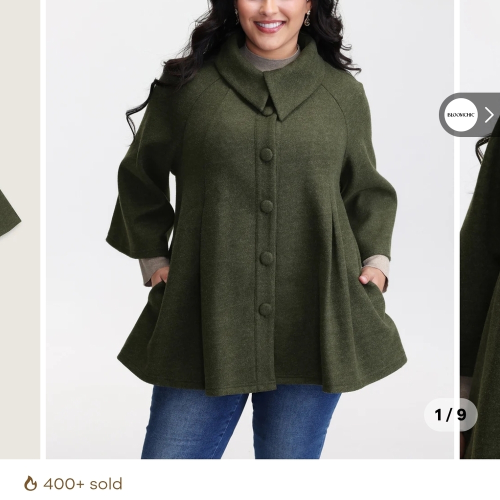 Stylish Green Cape Coat